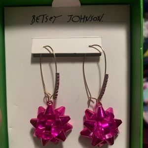 Betsey Johnson Pink bow earrings - NEW
